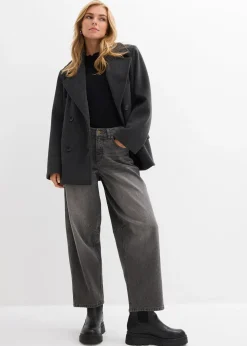 Jean barrel taille mi-haute