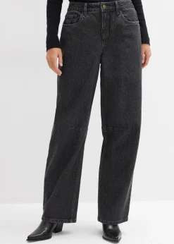 Jean barrel taille mi-haute