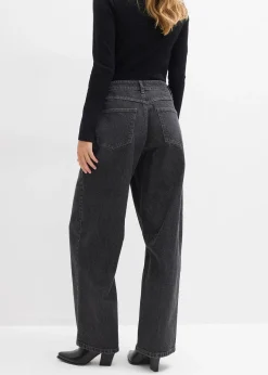 Jean barrel taille mi-haute