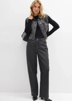 Jean barrel taille mi-haute