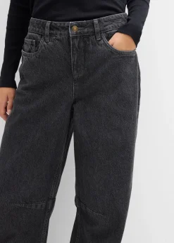 Jean barrel taille mi-haute