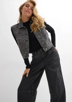 Jean barrel taille mi-haute