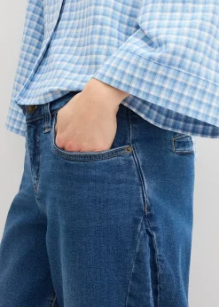 Jean barrel taille mi-haute, cropped