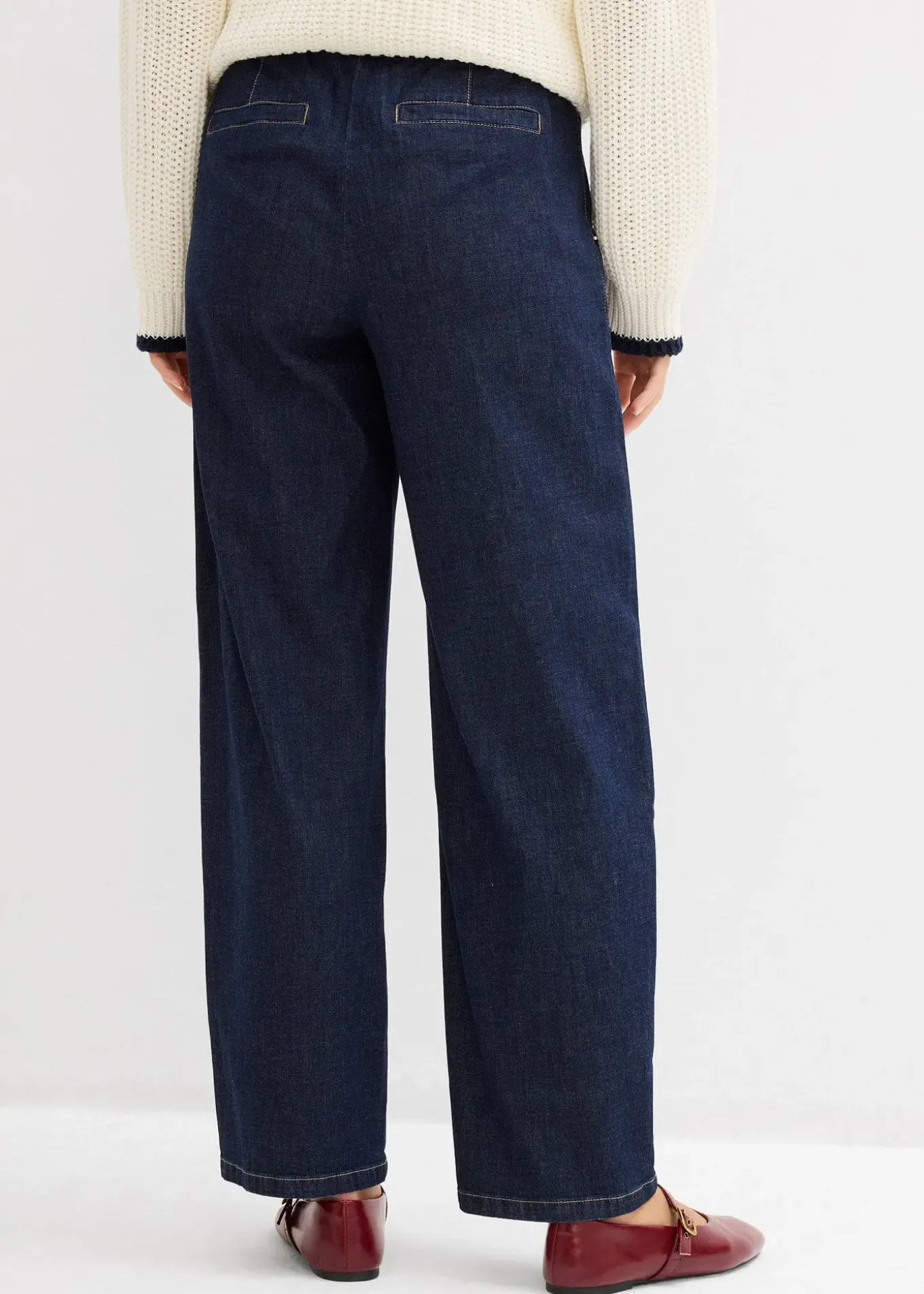 Jean barrel taille mi-haute élastiquée