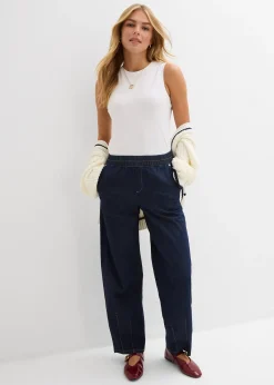 Jean barrel taille mi-haute élastiquée