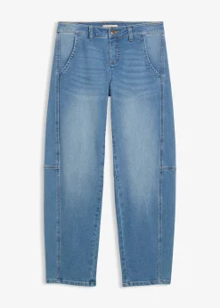 Jean barrel taille mi-haute