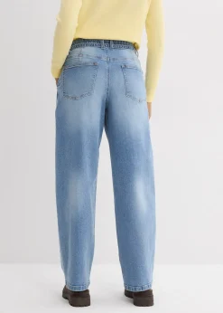 Jean barrel taille mi-haute