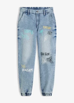 Jean barrel, taille mi-haute et élastiquée