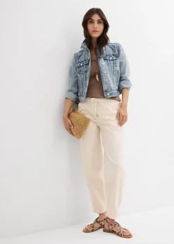 Jean barrel taille mi-haute élastiquée