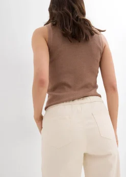 Jean barrel taille mi-haute élastiquée