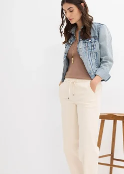 Jean barrel taille mi-haute élastiquée