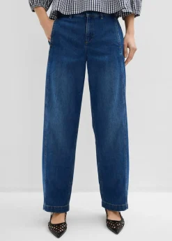 Jean barrel, taille mi-haute