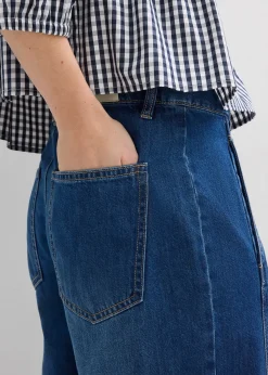 Jean barrel, taille mi-haute