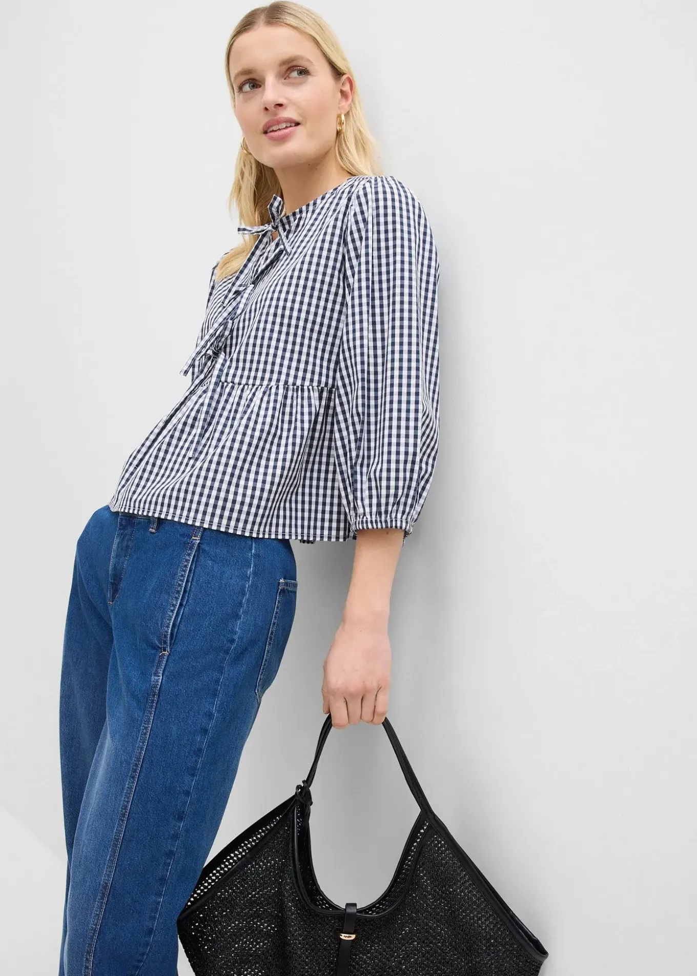 Jean barrel, taille mi-haute