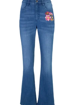 Jean bootcut, taille haute et élastiquée