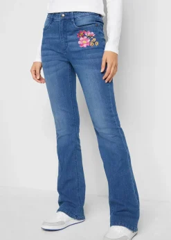 Jean bootcut, taille haute et élastiquée