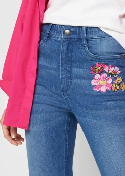 Jean bootcut, taille haute et élastiquée