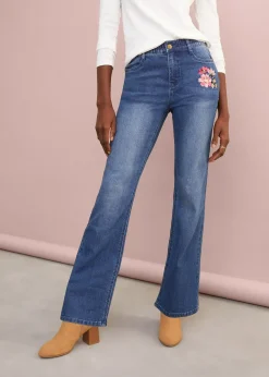 Jean bootcut, taille haute et élastiquée
