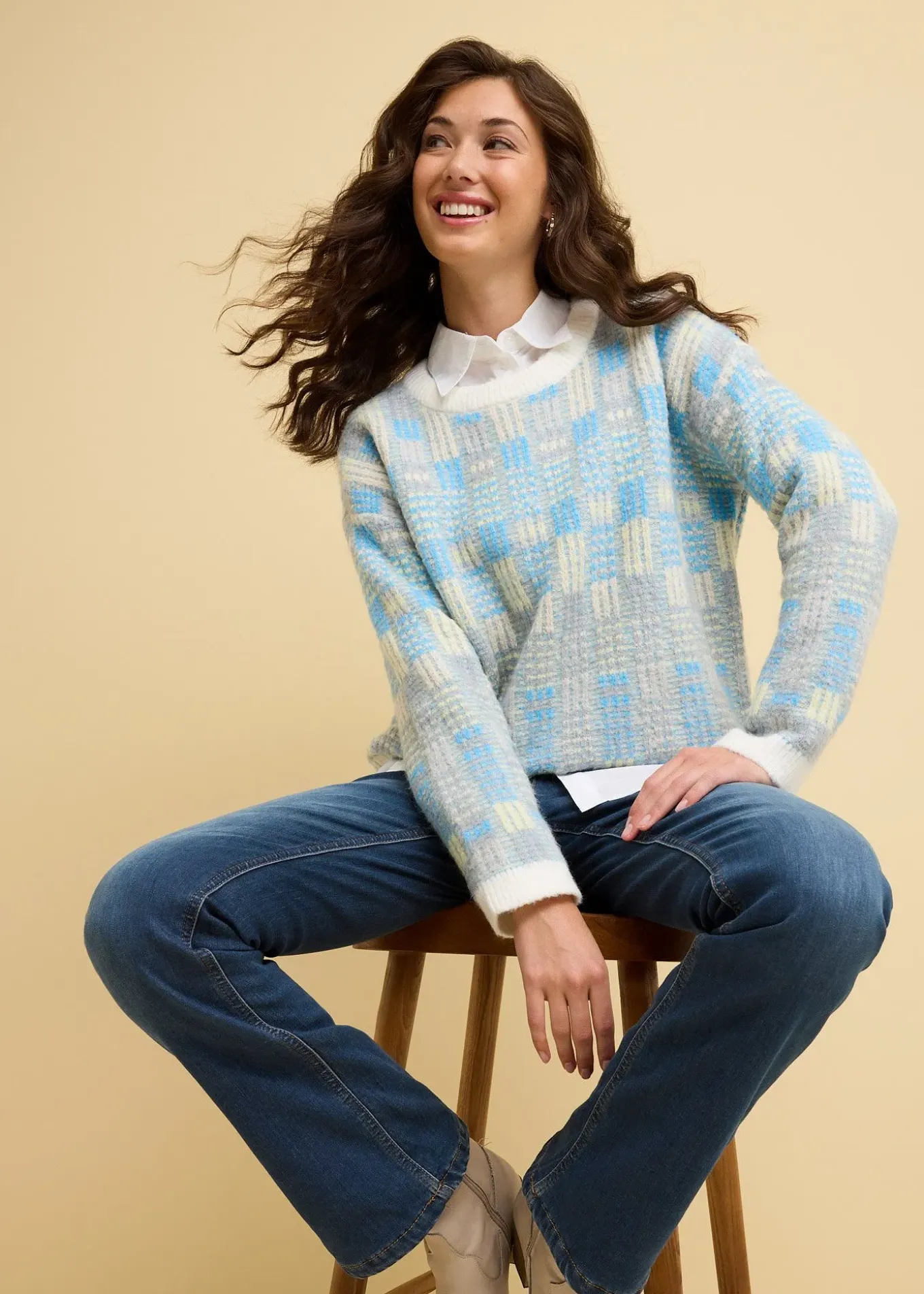 Jean bootcut taille haute, thermique