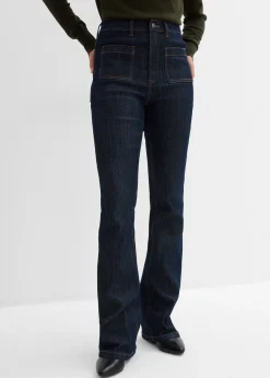 Jean bootcut taille haute élastiquée