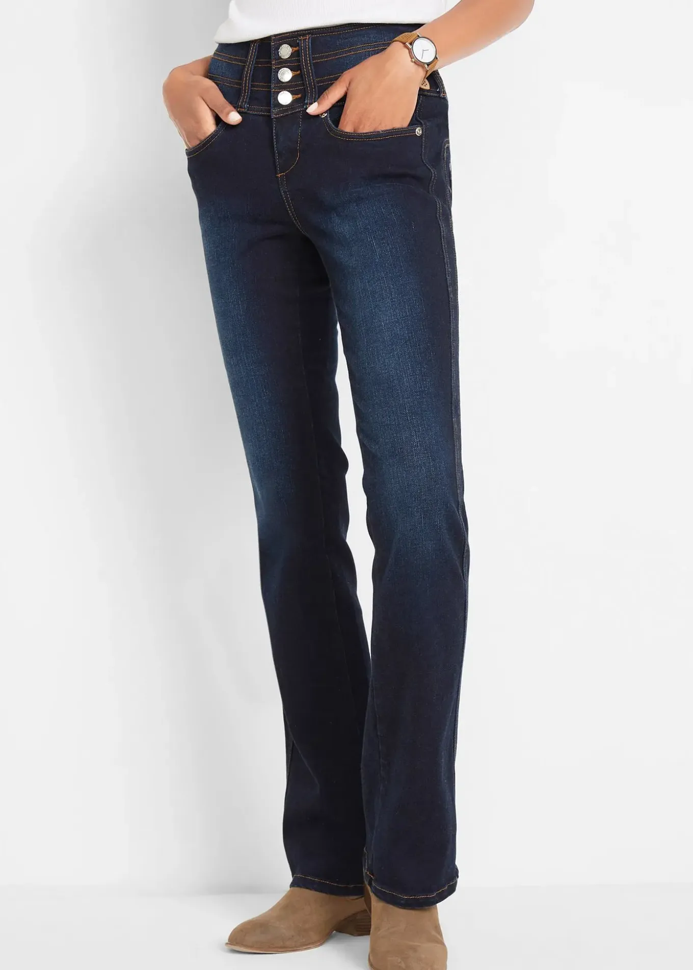 Jean bootcut taille haute, sculptant