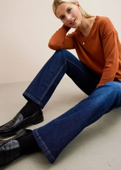 Jean bootcut taille mi-haute, extensible