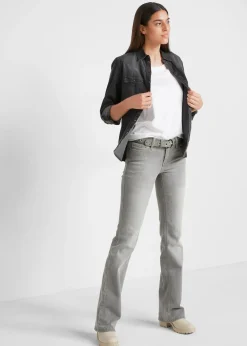 Jean bootcut taille mi-haute, extensible et confortable