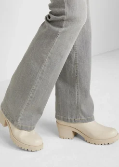 Jean bootcut taille mi-haute, extensible et confortable