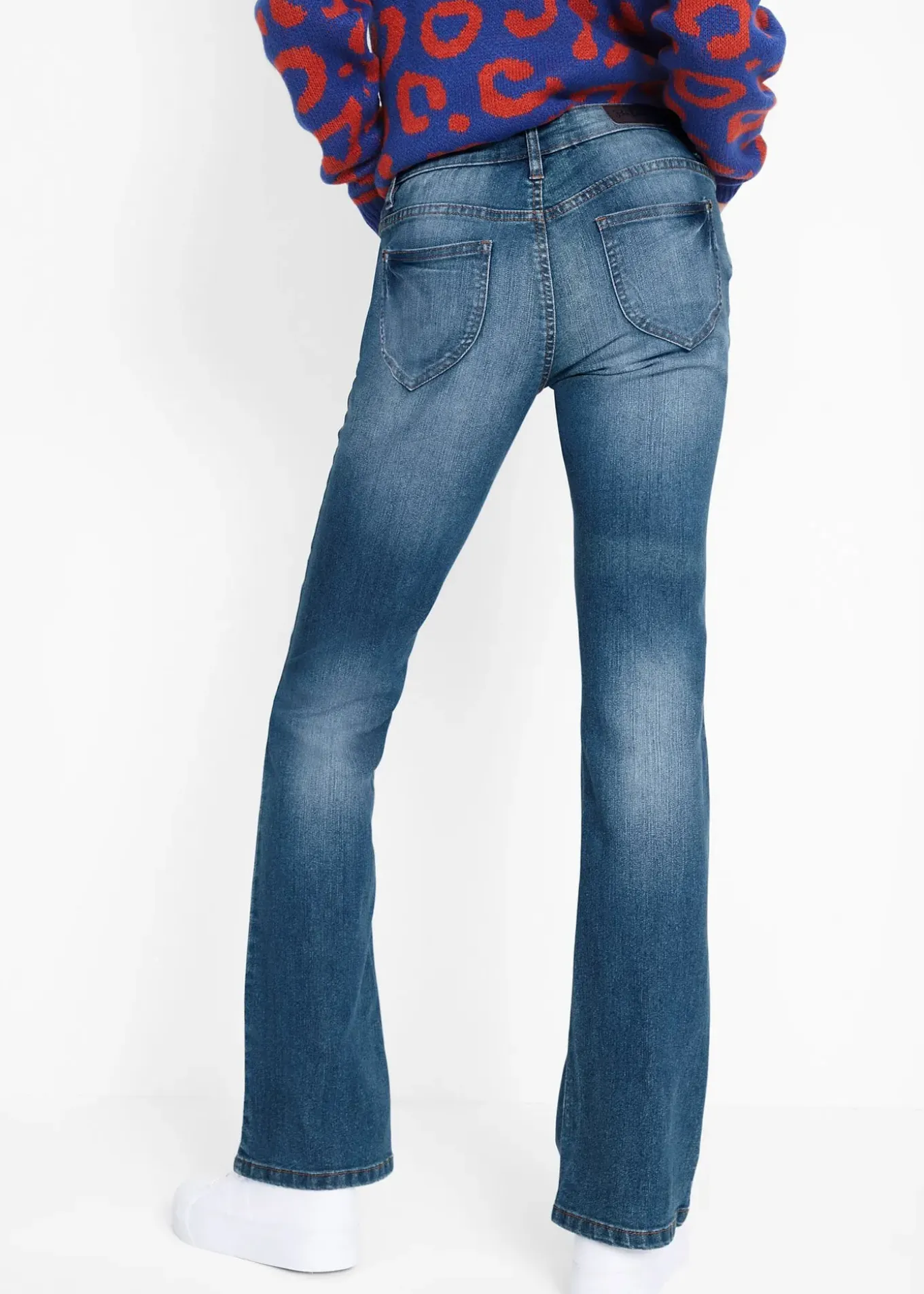 Jean bootcut taille mi-haute, extensible et confortable
