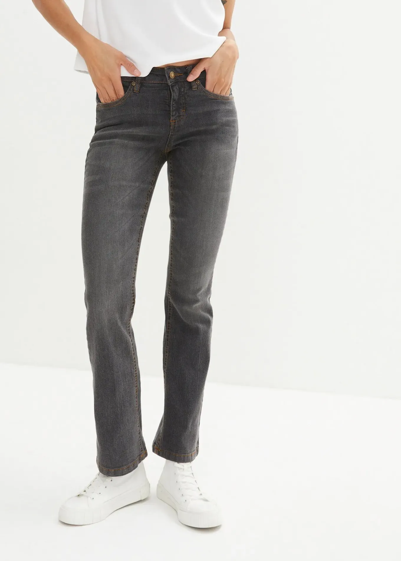 Jean bootcut taille mi-haute, extensible