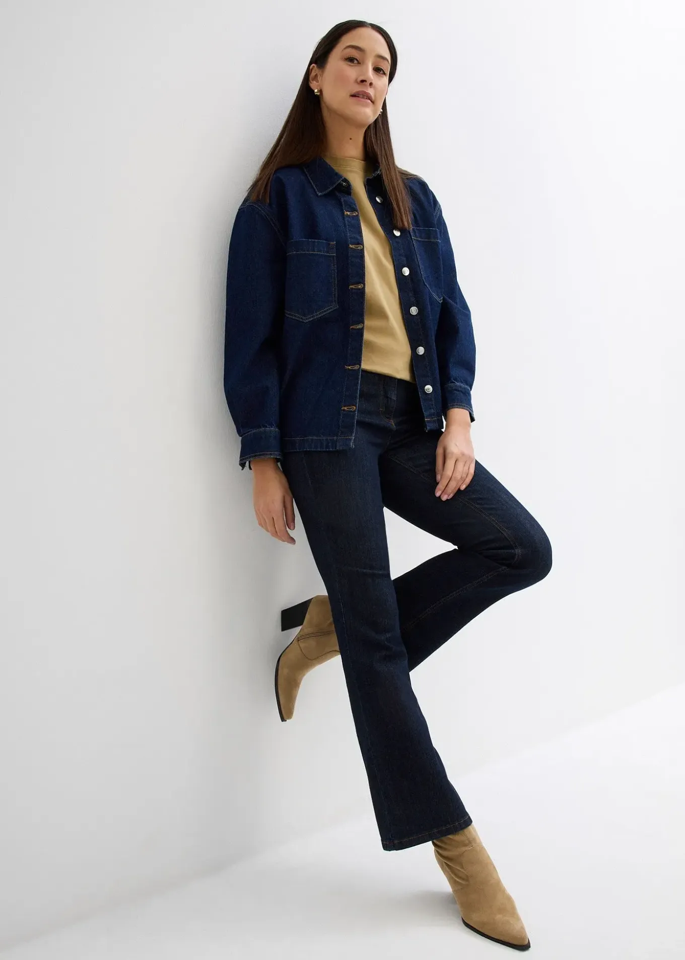 Jean bootcut taille mi-haute, extensible