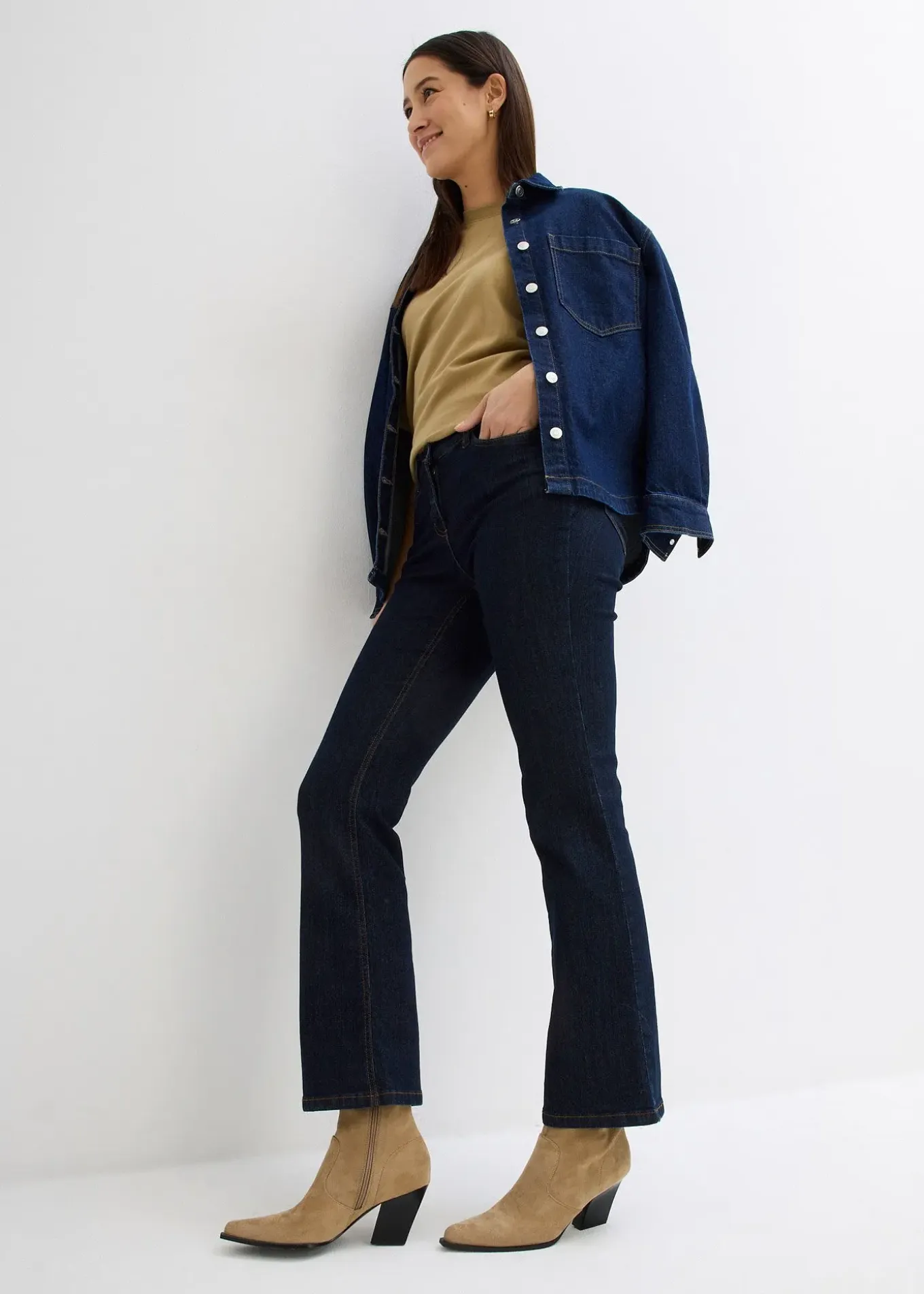 Jean bootcut taille mi-haute, extensible