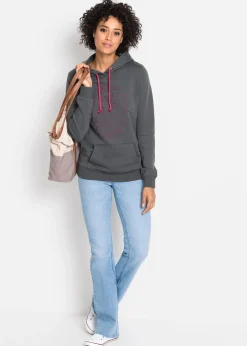 Jean bootcut taille mi-haute, extensible et confortable