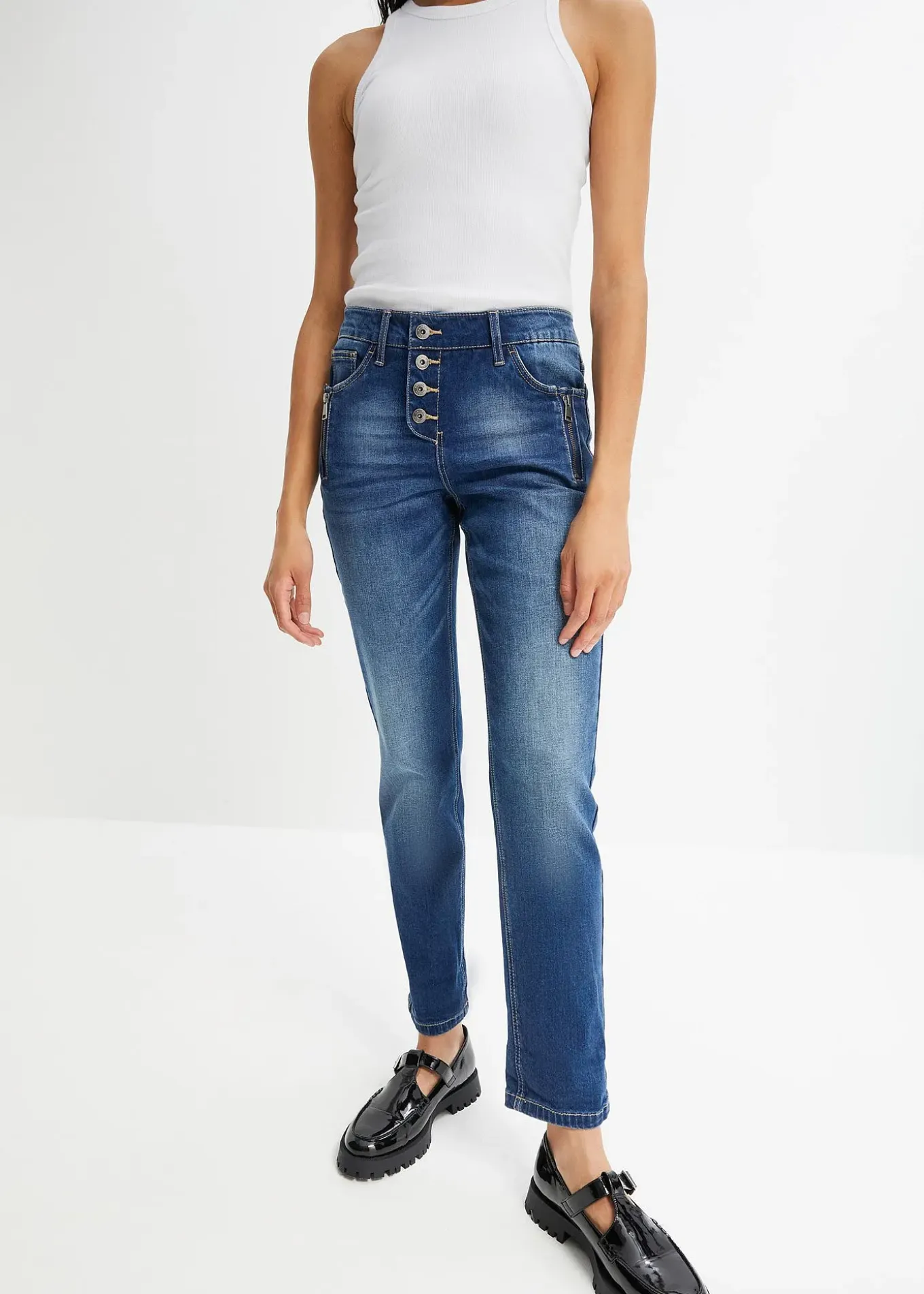 Jean boyfriend taille mi-haute
