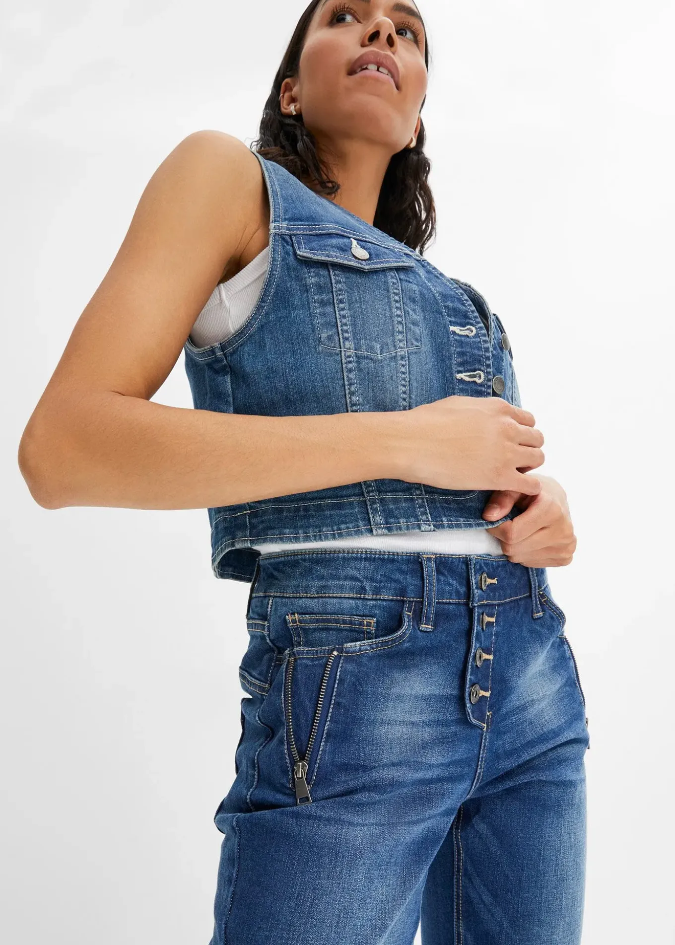 Jean boyfriend taille mi-haute