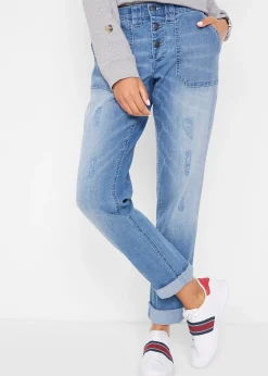 Jean boyfriend taille mi-haute, stretch confort