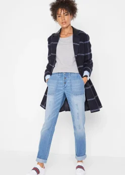 Jean boyfriend taille mi-haute, stretch confort