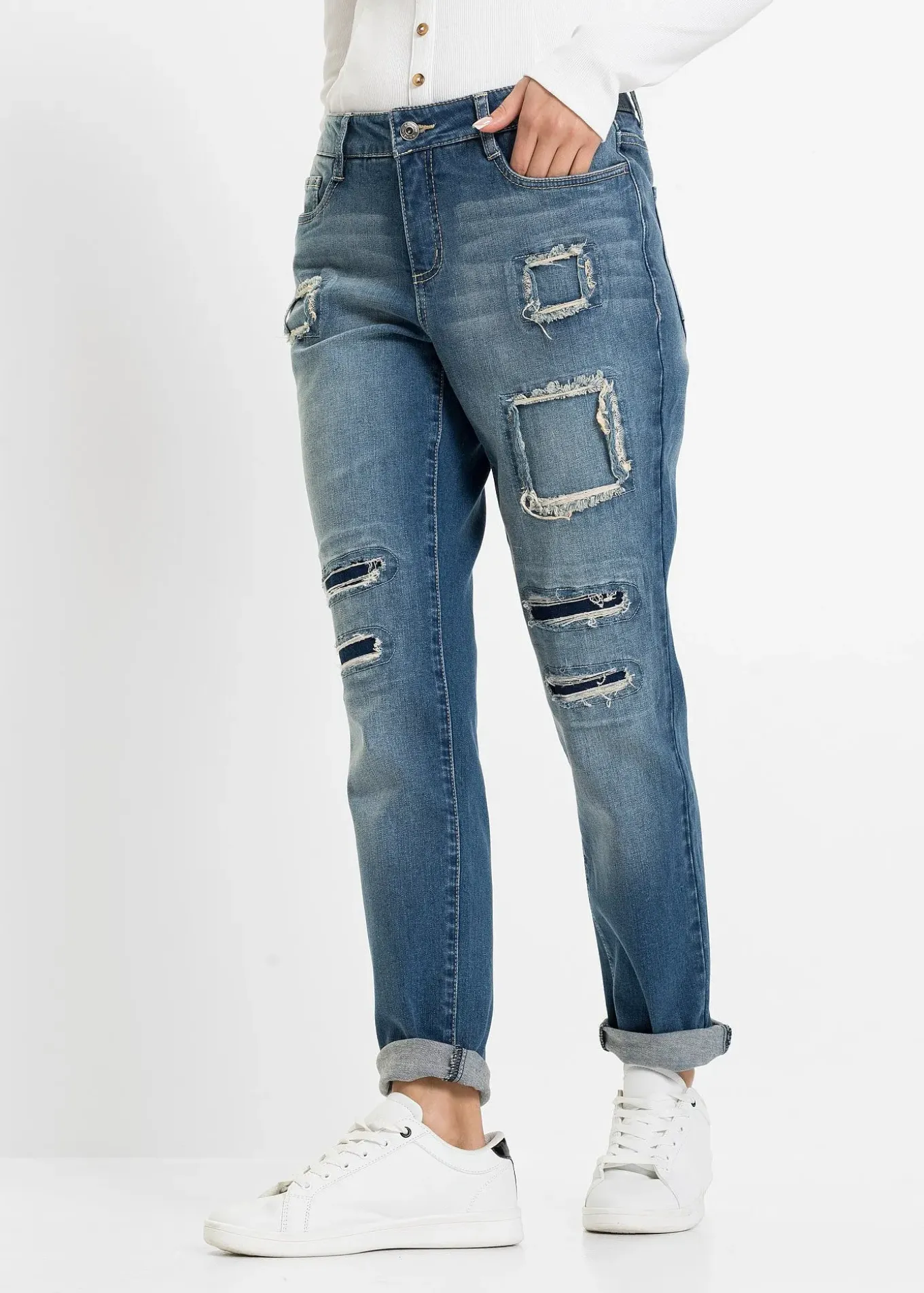 Jean boyfriend taille mi-haute