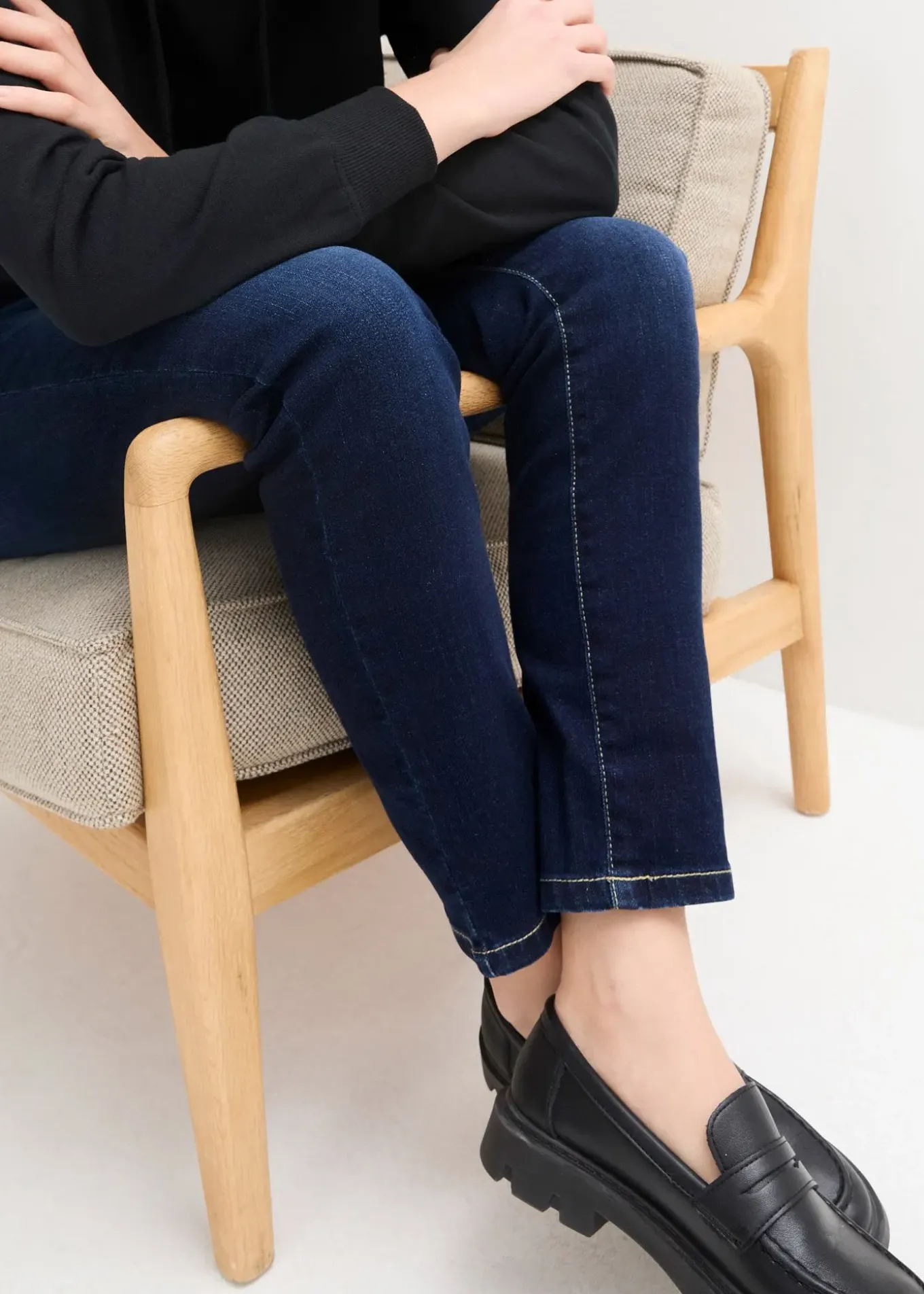 Jean boyfriend taille mi-haute, extensible