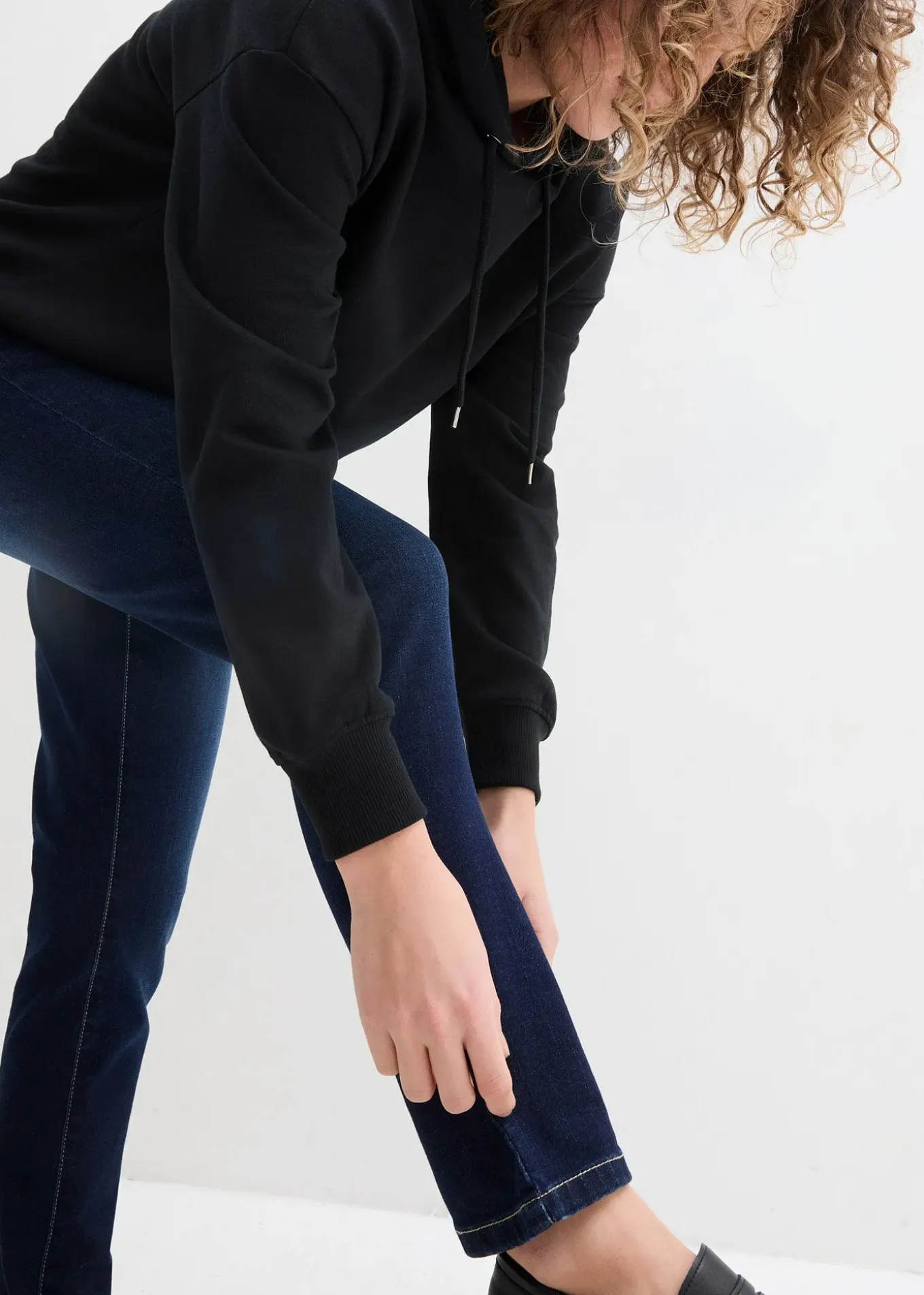 Jean boyfriend taille mi-haute, extensible