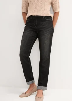 Jean boyfriend taille mi-haute, extensible