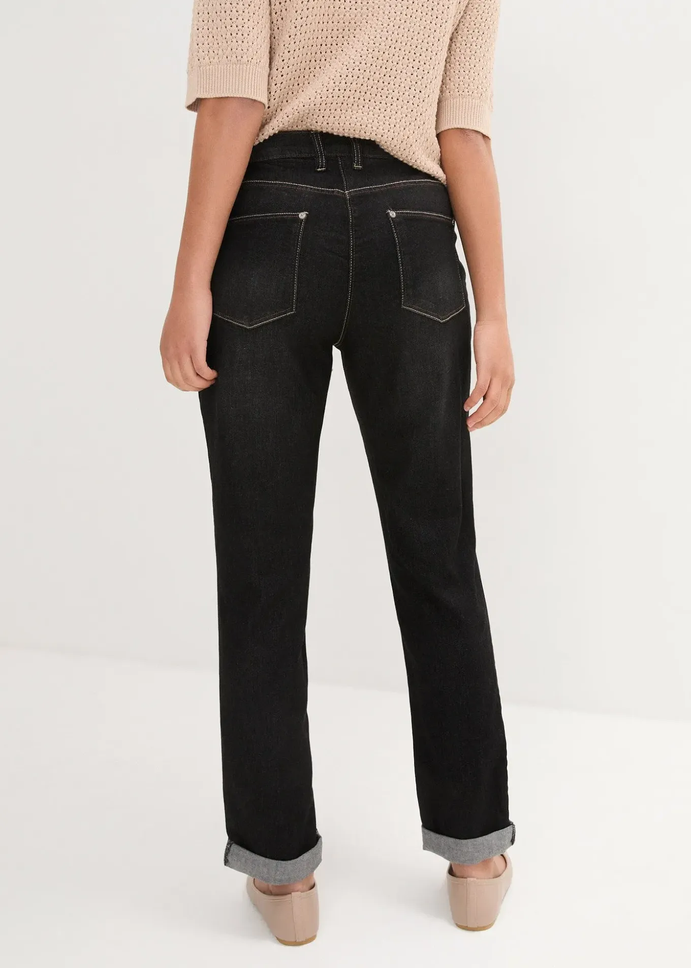Jean boyfriend taille mi-haute, extensible