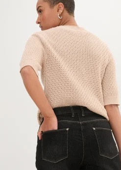 Jean boyfriend taille mi-haute, extensible