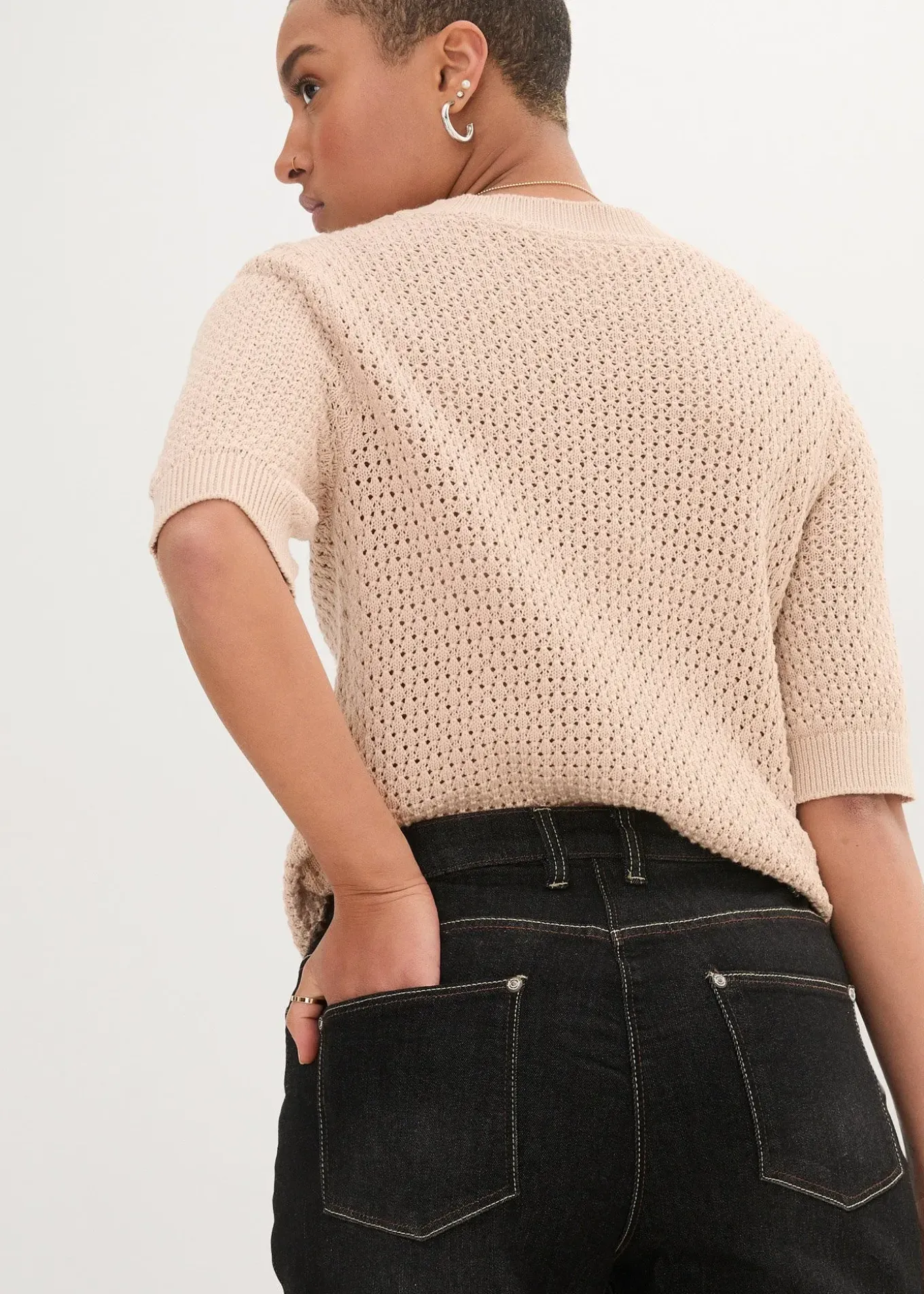 Jean boyfriend taille mi-haute, extensible