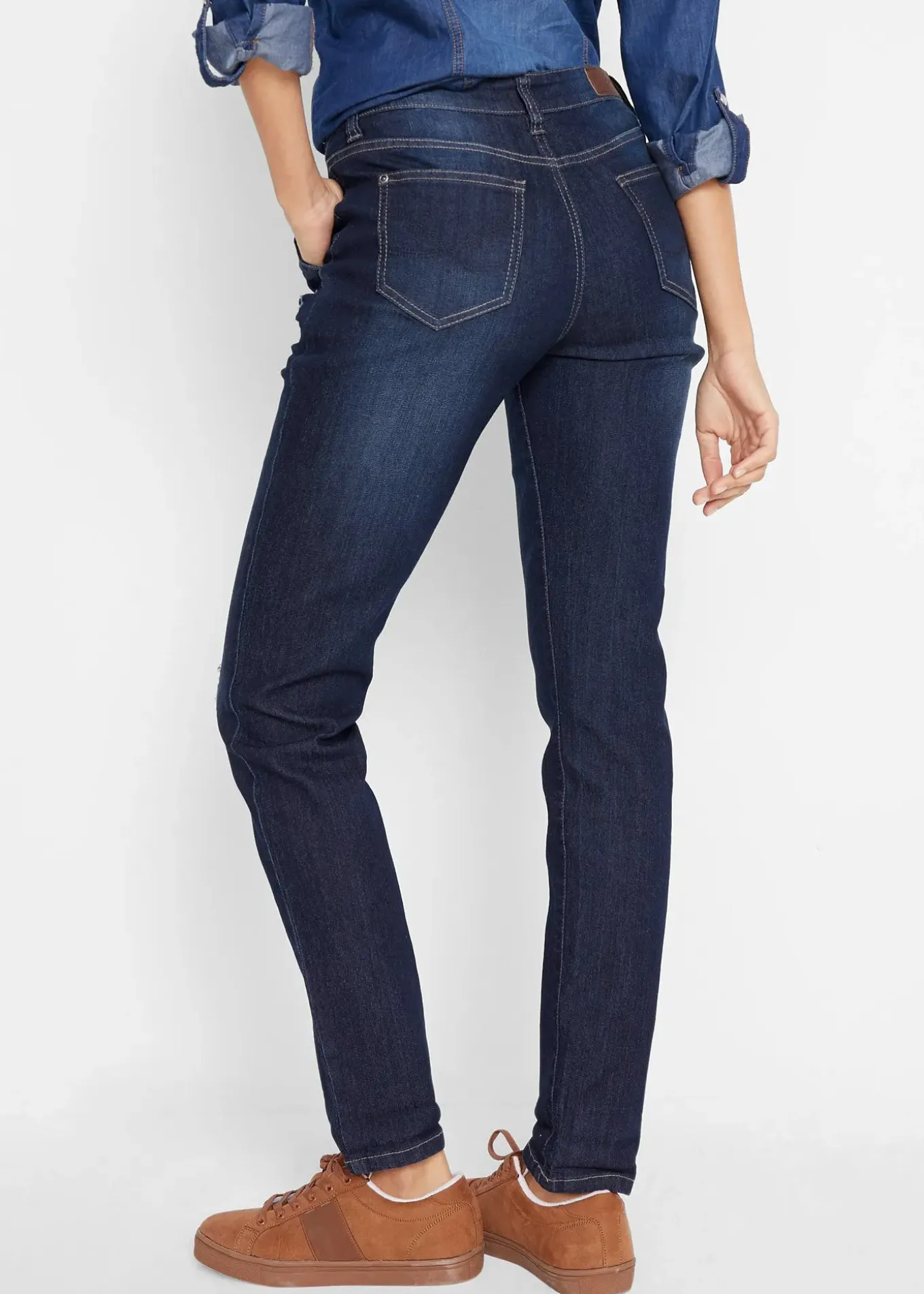 Jean boyfriend taille mi-haute, extensible