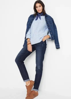 Jean boyfriend taille mi-haute, extensible