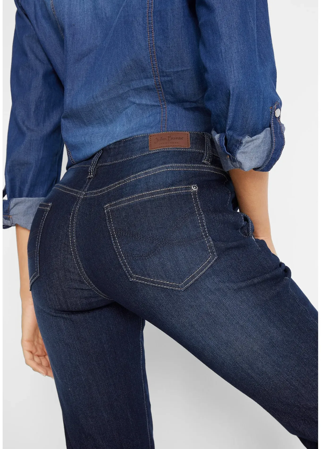 Jean boyfriend taille mi-haute, extensible