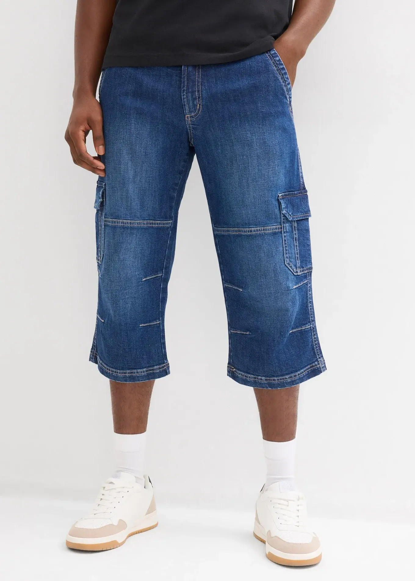 Jean cargo 3/4 regular droit