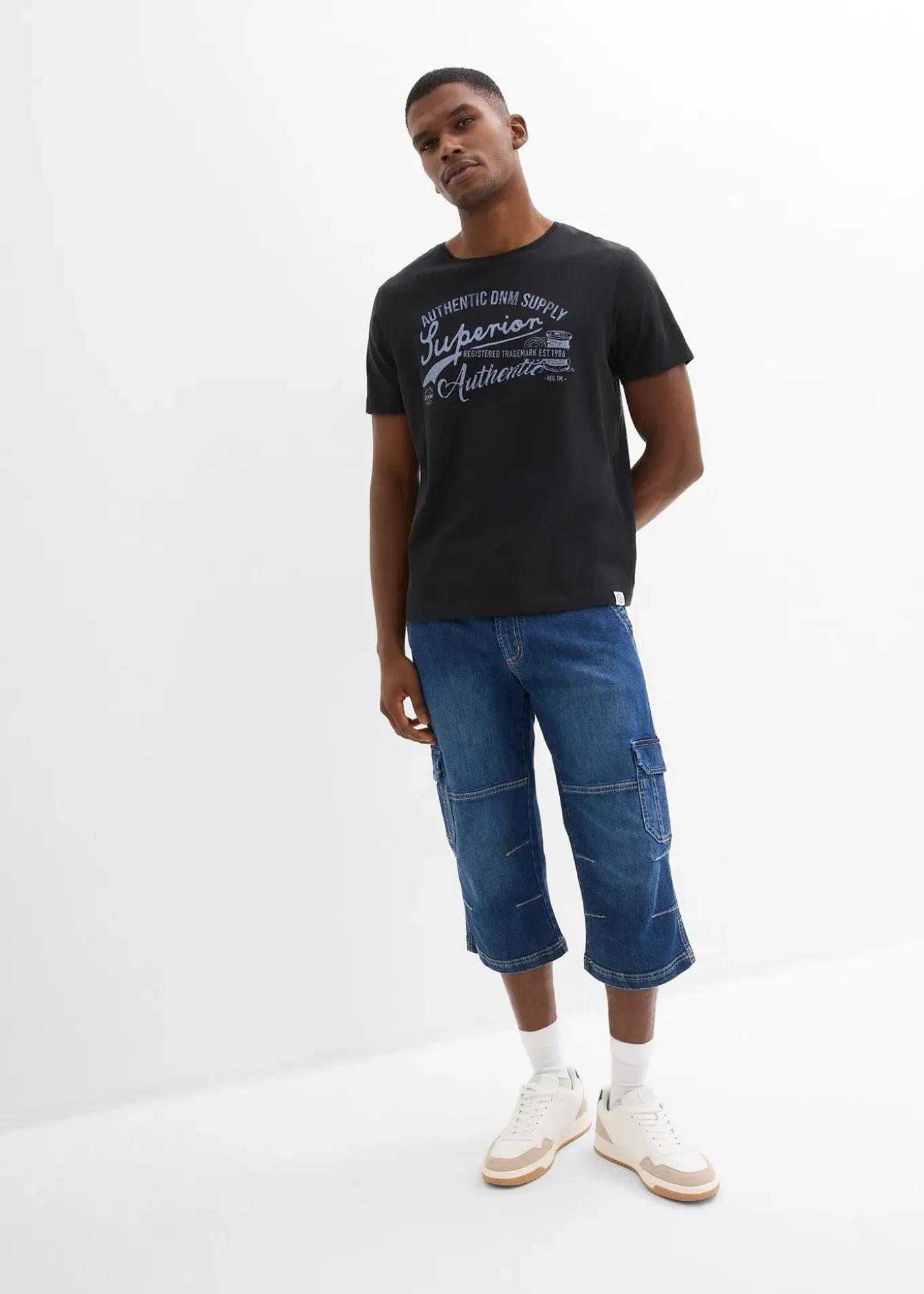 Jean cargo 3/4 regular droit