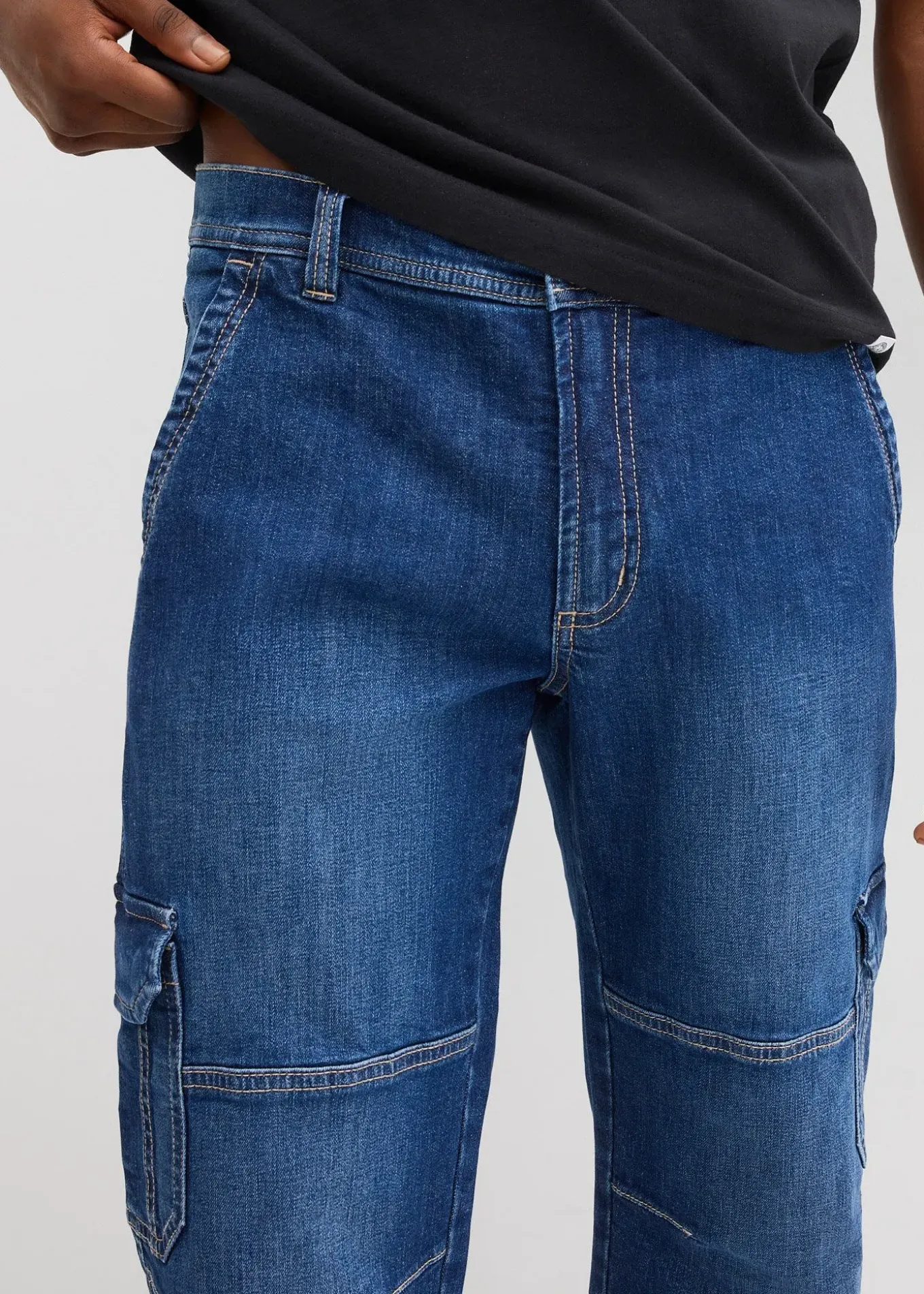 Jean cargo 3/4 regular droit